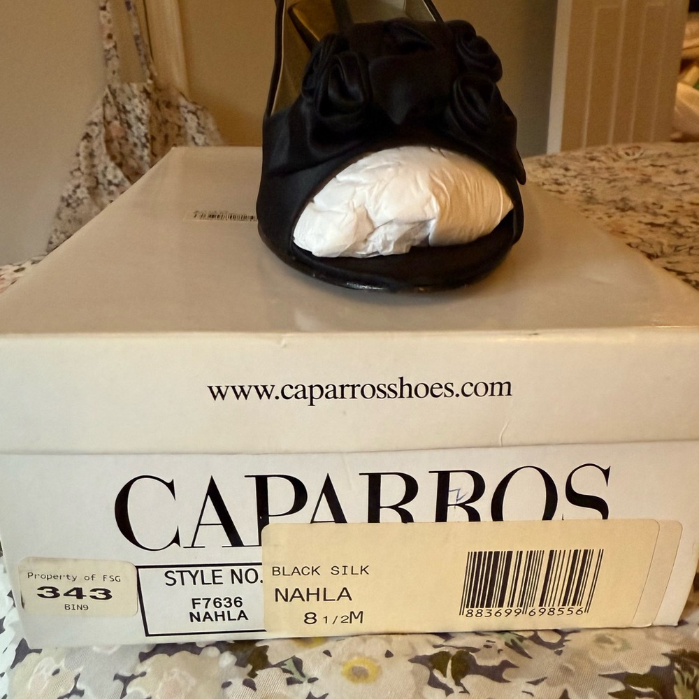 Caparros Black Silk Heels